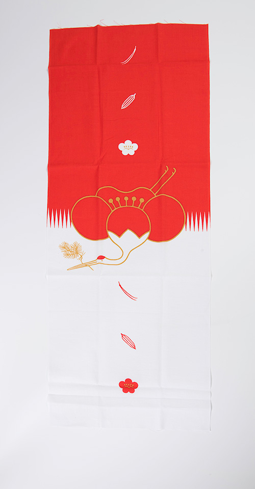 日本手拭い 赤 鶴